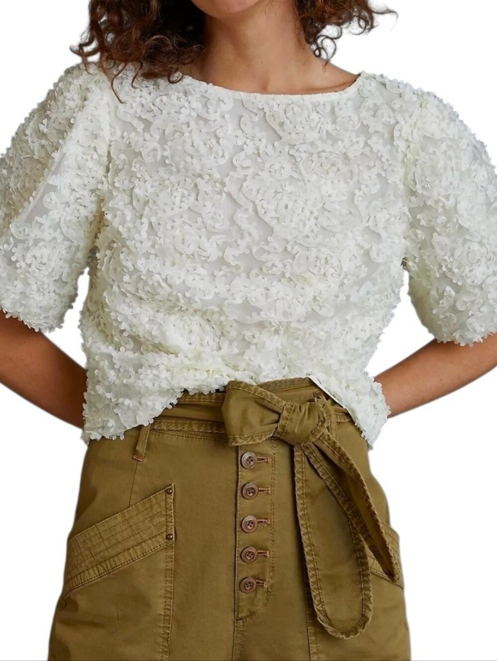 Anthropologie Maeve Presley Applique Blouse Size Small - Picture 1 of 16